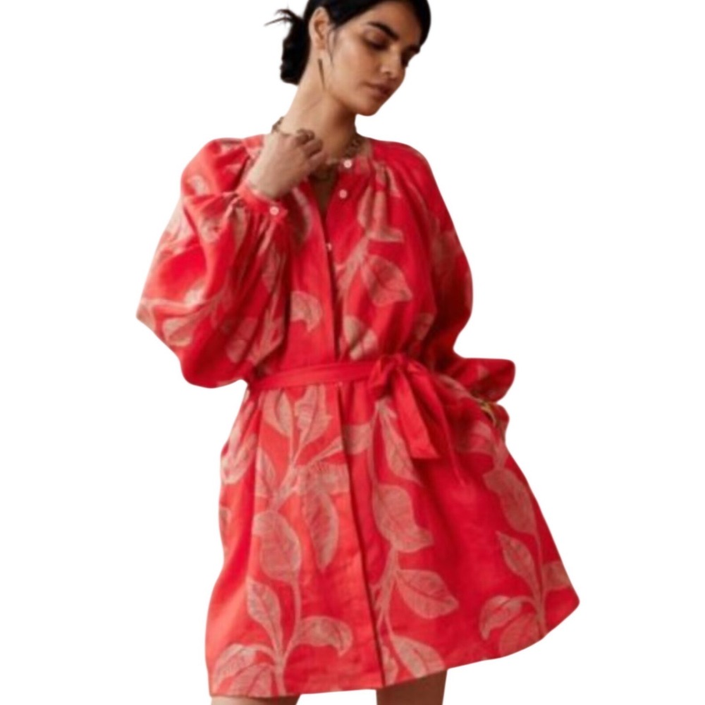 Banana Republic Red Leaf-Print Mini Dress